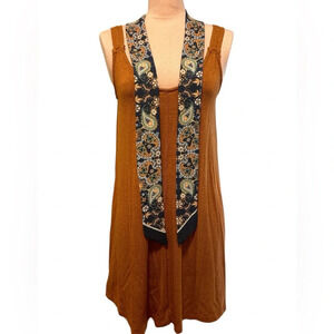 Blu Pepper Criss Cross Back Ribbon Midi Dress Size Medium Chic & Stylish